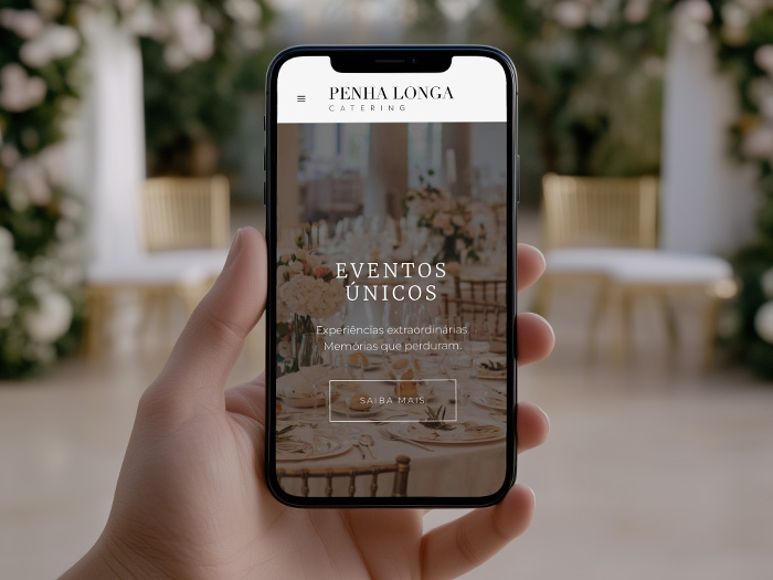 Website do Penha Longa Catering desenvolvido pela WayNext, com um design elegante e intuitivo.